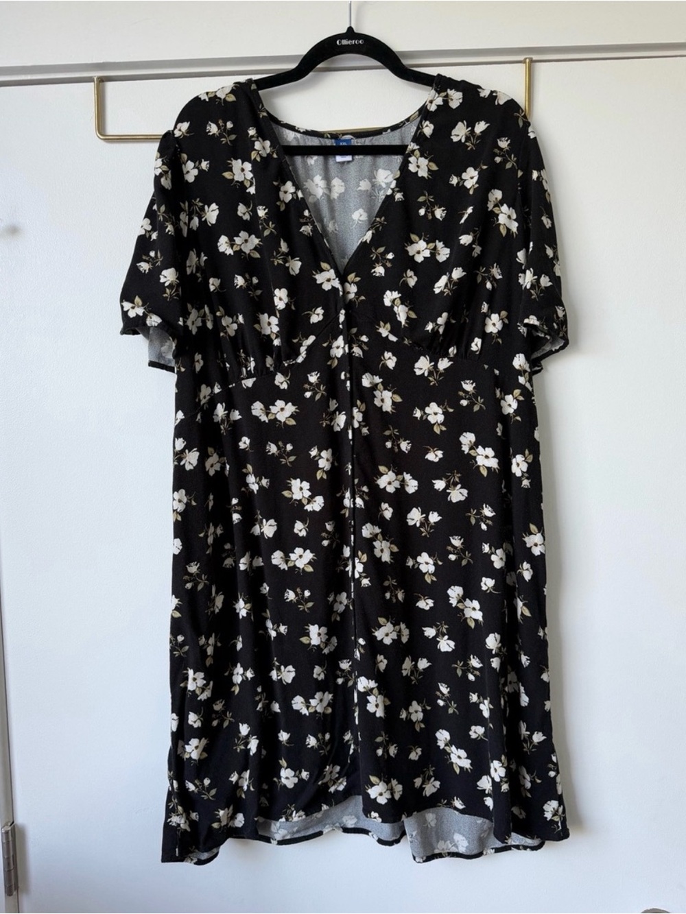 Old Navy Black Mini Dress with White Floral Print